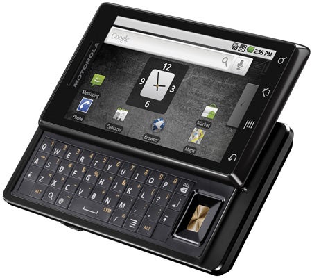 Motorola Milestone smartphone with slide-out keyboard.