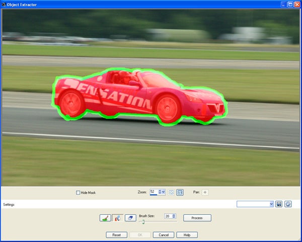 Screen capture of Corel PaintShop Photo Pro's Object Extractor tool.