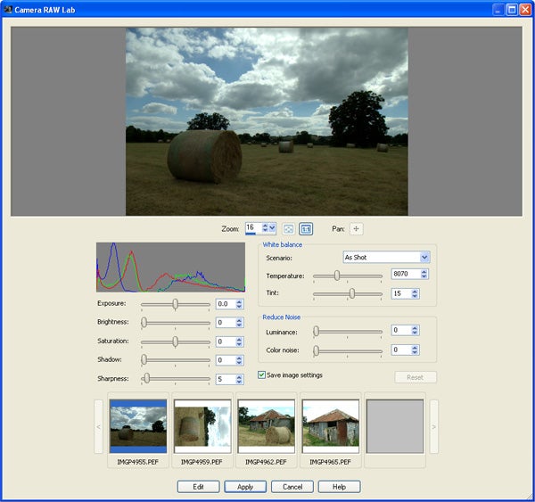 Screenshot of Corel PaintShop Photo Pro Camera RAW Lab interface