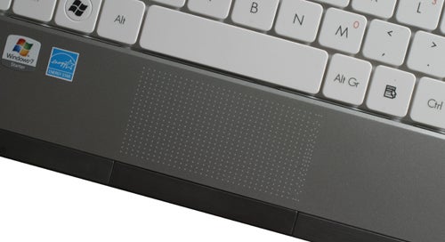 Close-up of Packard Bell Dot S2 Netbook keyboard and touchpad.