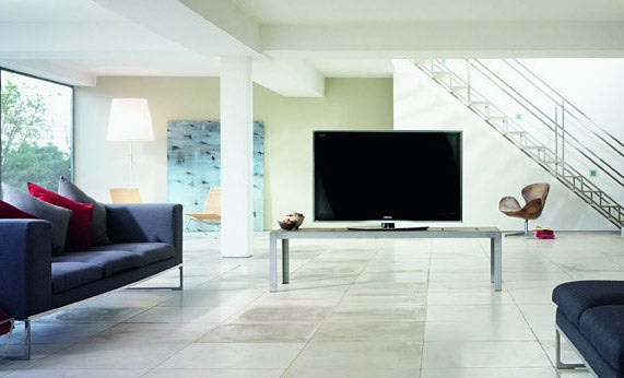 Toshiba Regza 55-inch LED TV in a modern living room.