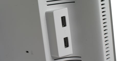 Close-up of NEC MultiSync EA231WMi monitor's USB ports.