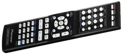 Pioneer soundbar remote control with multiple buttons.