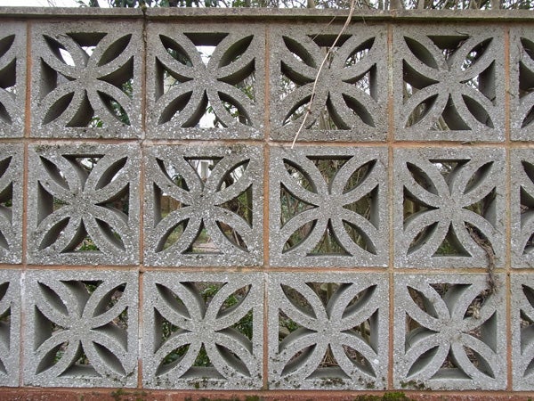 Decorative concrete block wall captured by Ricoh CX3 camera.
