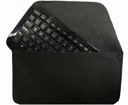 Microsoft Arc Keyboard in black with ergonomic design.