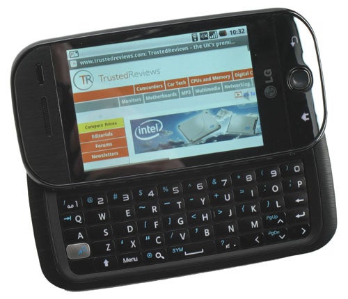 LG GW620 InTouch Max smartphone with slide-out keyboard.