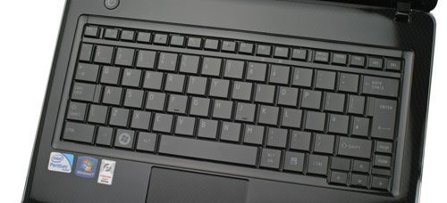 Close-up of Toshiba Satellite T130-11H laptop keyboard.