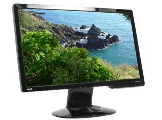 BenQ G2222HDL 21.5-inch monitor displaying a coastal landscape image.
