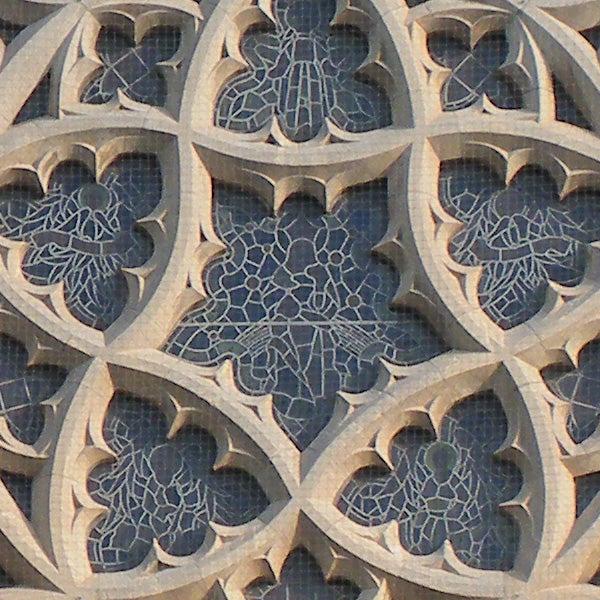 Intricate stone carving patterns on architecture.