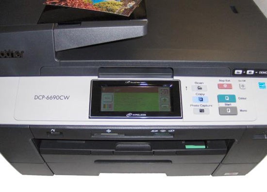 Brother DCP-6690CW wireless A3 inkjet printer with touchscreen display.