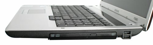 Samsung R730 laptop showing keyboard and side ports.