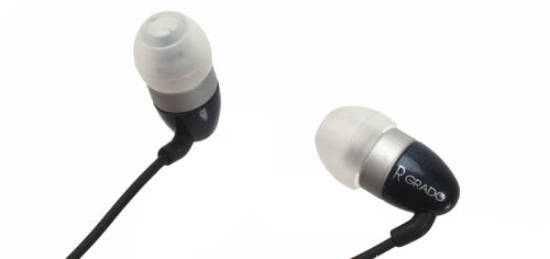 Grado GR8 in-ear headphones on white background.