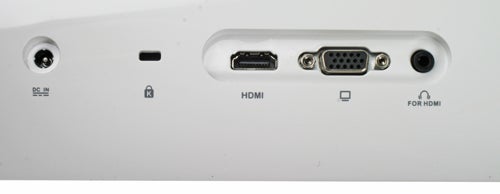 Asus MS236H monitor's connectivity ports close-up view.
