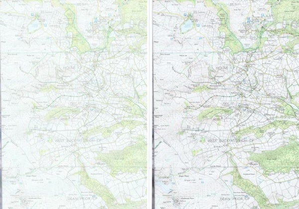 Comparison of two printed maps on durable paper.