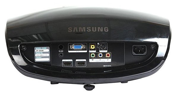 Rear view of Samsung SP-A600B DLP Projector showing ports.