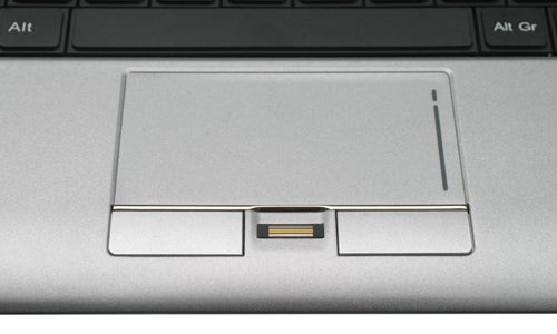 ViewSonic ViewBook Pro laptop with touchpad and fingerprint reader.