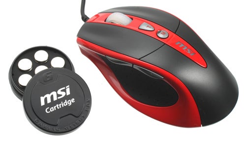 MSI gaming mouse with weight customization system.