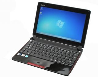 Acer Aspire One 532h-2Dr Netbook with open screen displaying Windows.