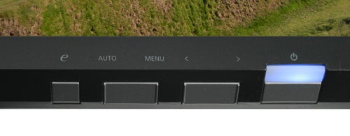 Close-up of Acer T230H monitor's control buttons.