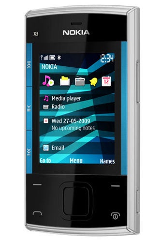 Nokia X3 mobile phone with display screen visible.