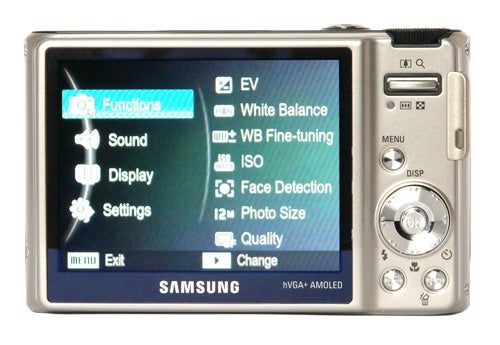 Samsung WB1000 camera displaying menu options on screen.