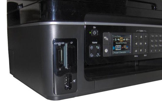 Close-up of Epson Stylus Office BX610FW printer's control panel.