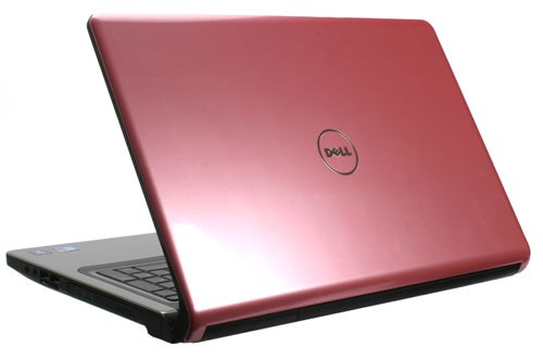 Dell Inspiron 1764 laptop in pink with lid closed.