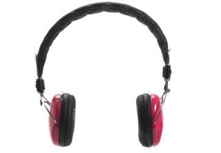 Audio Chi W-Series red headphones with braided headband.