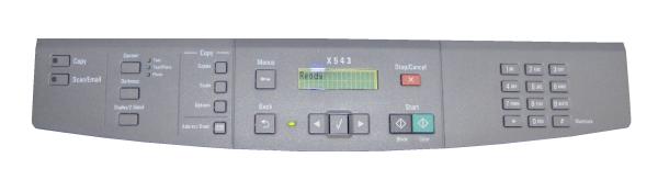 Control panel of Lexmark X543dn laser printer.