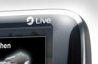 Close-up of Navigon 6350 Live Sat-Nav corner with logo.