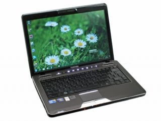 Toshiba Satellite U500-1EX laptop with open touchscreen display.