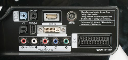 Samsung SyncMaster LD220HD monitor's various input ports.