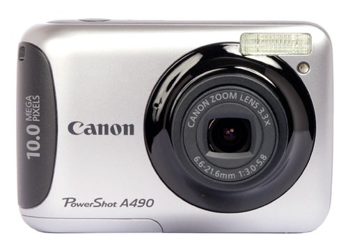 Canon PowerShot A490 digital camera front view.