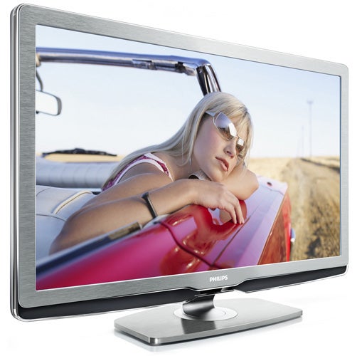 Philips 46PFL9704H LED TV displaying vivid image with woman.