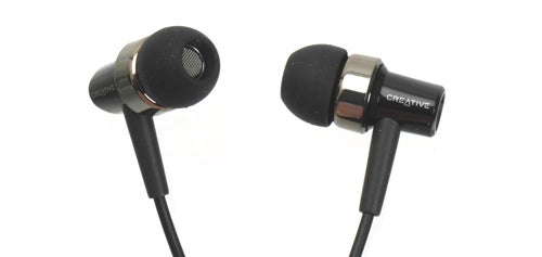 Creative EP-3NC noise-cancelling earphones on white background.