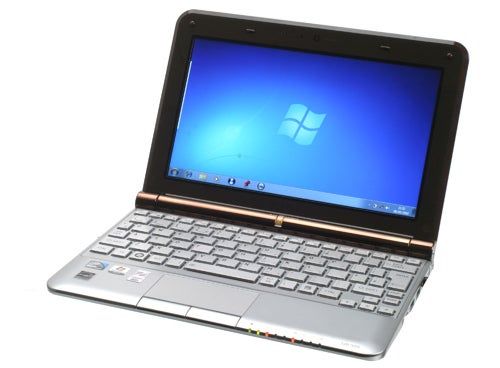 Toshiba NB305-106 Netbook with Windows on screen.