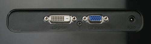 BenQ V2220 monitor ports including DVI, VGA, and power connectors.