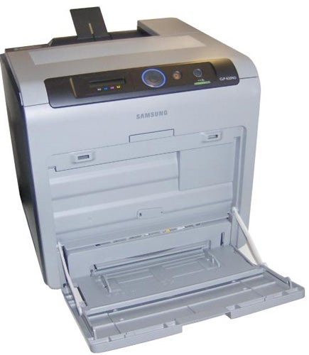 Samsung CLP-620ND colour laser printer with open tray.