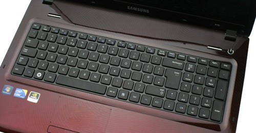 Samsung R780 laptop keyboard and touchpad close-up.