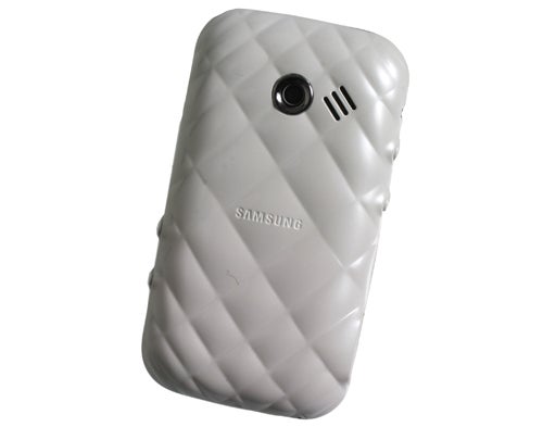 Samsung Diva S7070 mobile phone on white background.