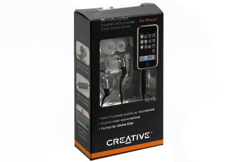 Creative HS-930i iPhone headset packaging and product display.