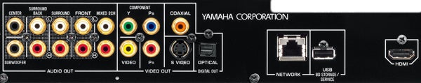 Yamaha DB-S1900 Blu-ray player rear connectivity panel.