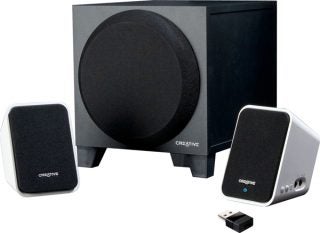 Creative Inspire S2 Wireless Speaker set with subwoofer and USB dongle.