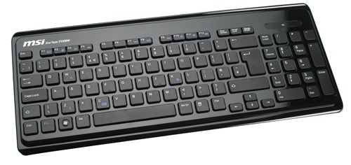 MSI Super Charger black keyboard on white background.