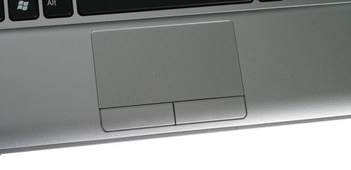 Close-up of Sony VAIO Y Series laptop touchpad and keyboard.