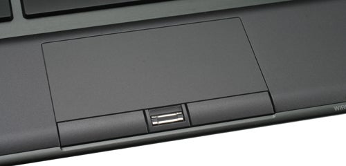 Close-up of Sony VAIO Z Series laptop touchpad and fingerprint sensor.