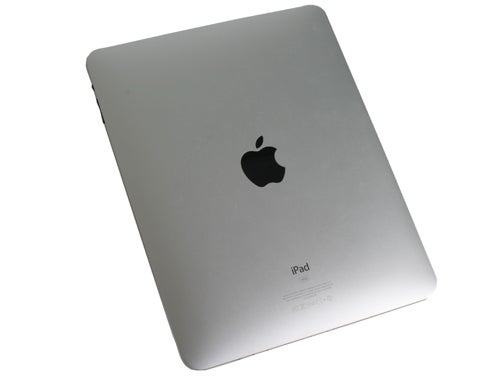 Back view of an Apple iPad on a white background.