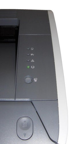 Close-up of Canon i-SENSYS LBP6300dn printer control panel.