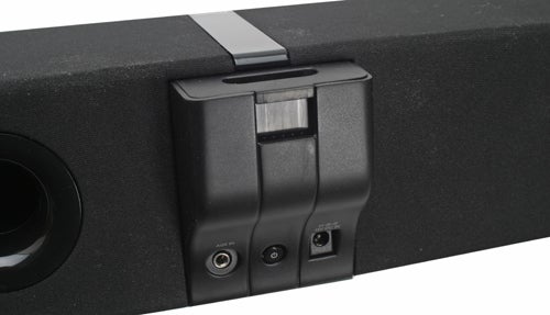 Close-up of Creative ZiiSound D5 speaker dock connector and ports.