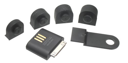 Bluetooth dongle and rubber feet for ZiiSound D5 speakers.